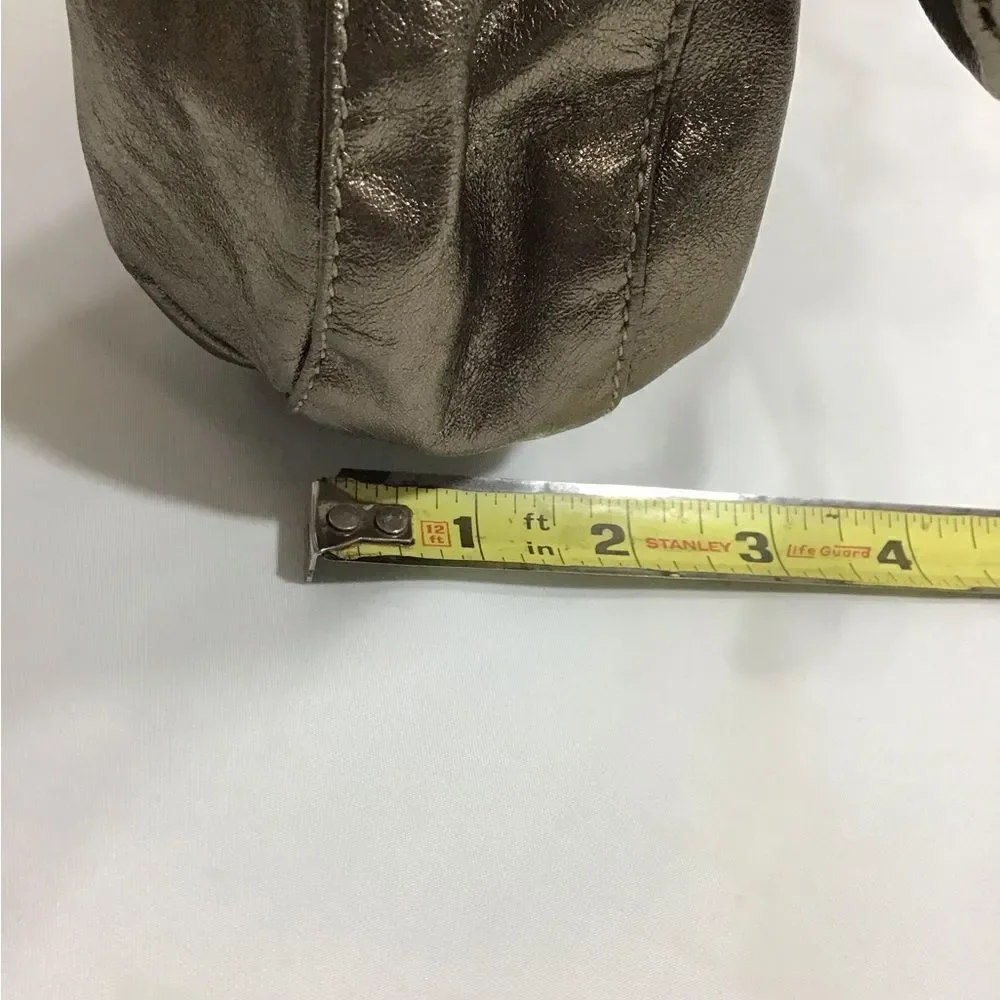 Furla Leather Gold Metallic Hobo Bag Braided Strap Bow Mini Handbag